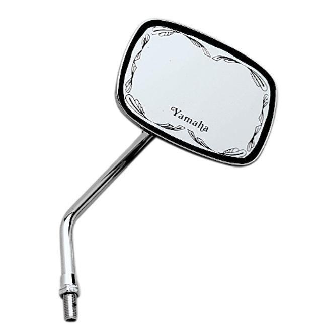 Emgo scrolled face mirror rectangular right 10mm chrome fits yamaha