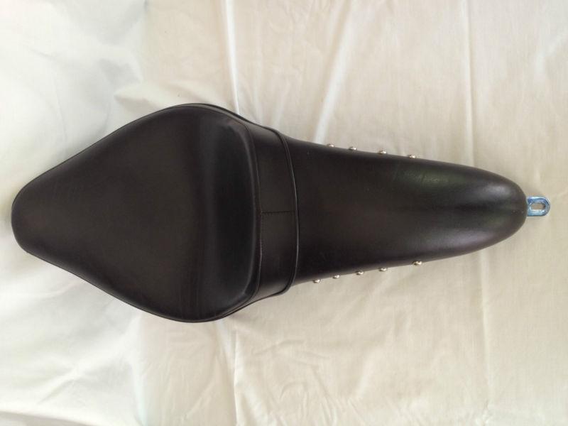 Leather motorcycle seat black with metal studs part number 22735