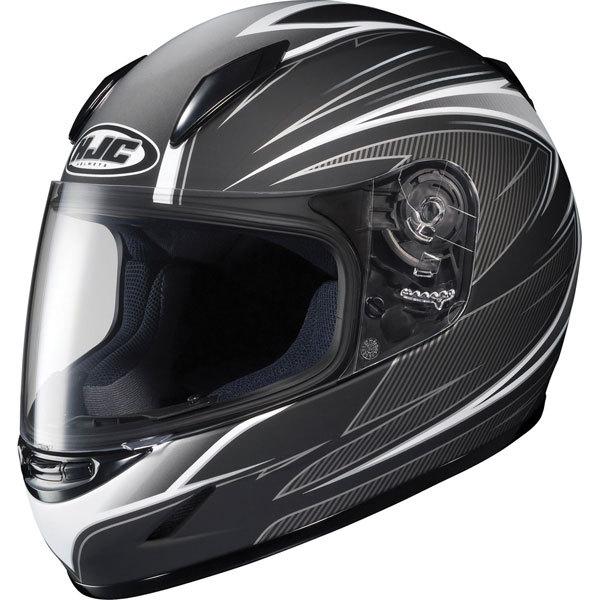 Black/grey/white s hjc cl-y razz youth full face helmet