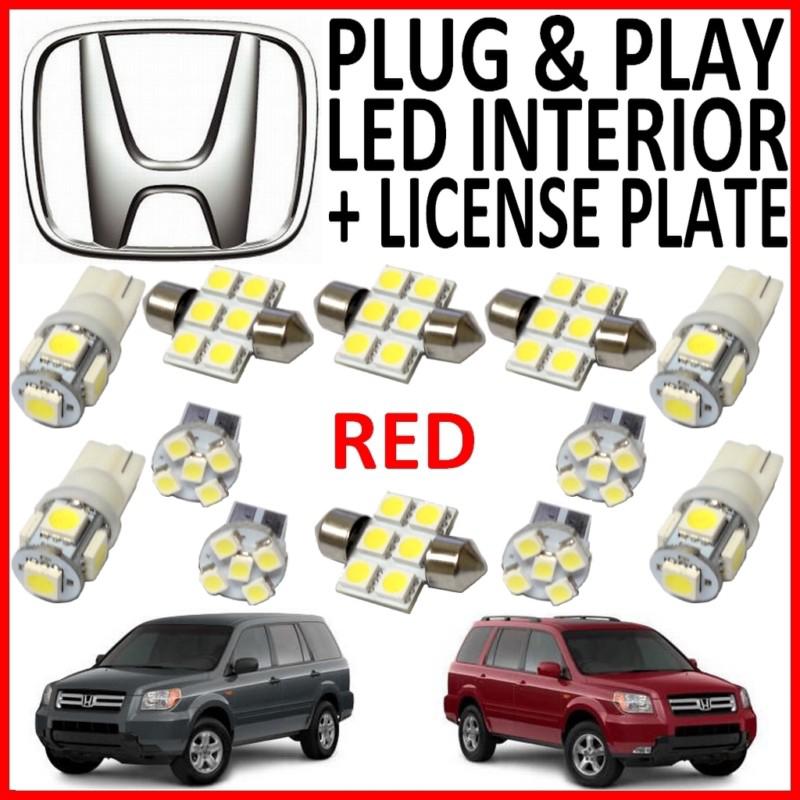 12 piece super red led interior package kit + license plate tag lights hp2r