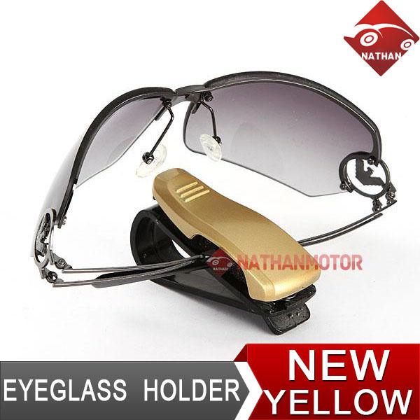 Yellow car auto vehicle sun visor eye sunglasses eyeglass card holder clip wow