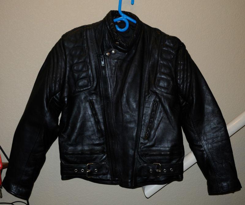 Padded and lined motorcycle leather jacket size 40