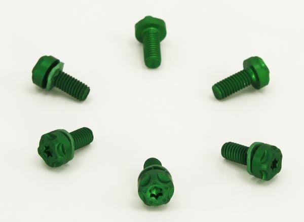 Two brothers custom shop green end cap exhaust hex screw set bolts