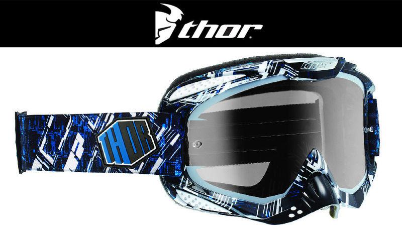 Thor ally block black blue dirt bike goggles motocross mx atv gogges googles '14
