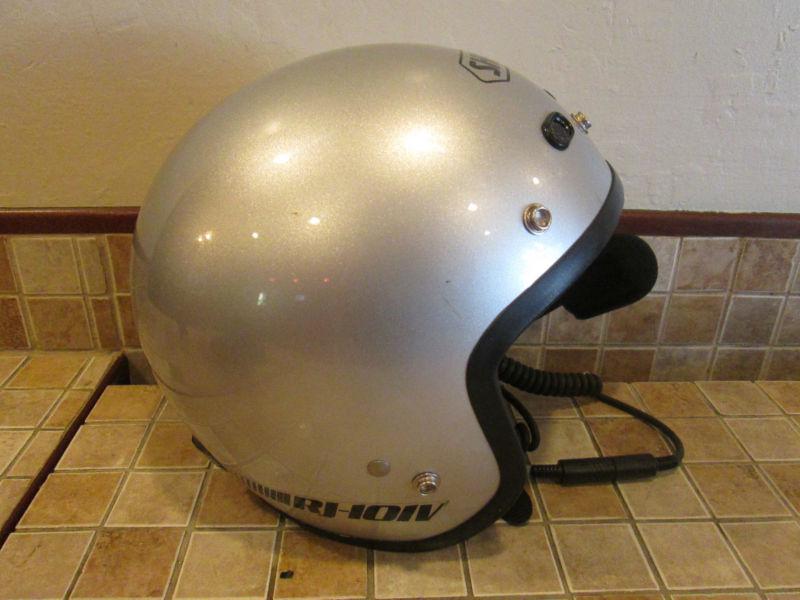 Shoei rj101v silver motorcycle helmet small with stereo headset 2-shields low $!