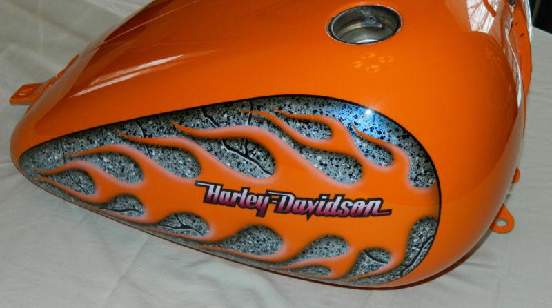 Harley custom paint tank softail - orange - carburetor  2000 thru 06