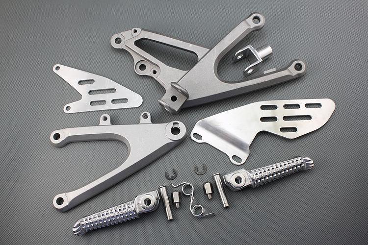 Silver front rider foot pegs footrest&bracket for yamaha yzf-r1 2007 2008