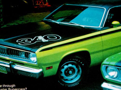 1971 plymouth duster 340/twister original ad -318 v8 engine/grille/rallye wheels