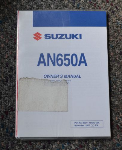 Suzuki an650a owner&#039;s manual, 99011-10g72-03a