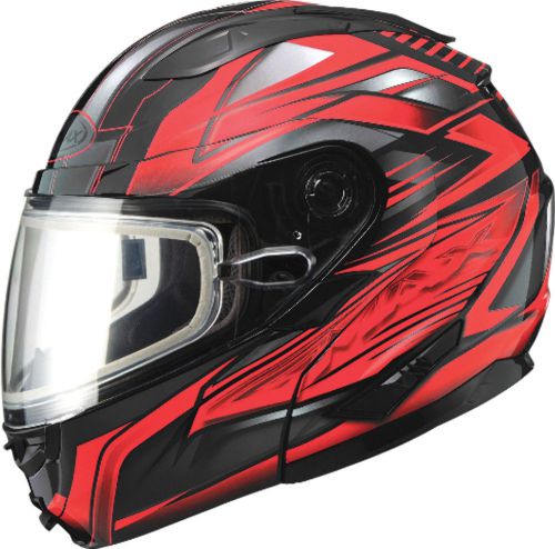 Gmax gm64s vortex full face modular snowmobile helmet black/red - 7 sizes