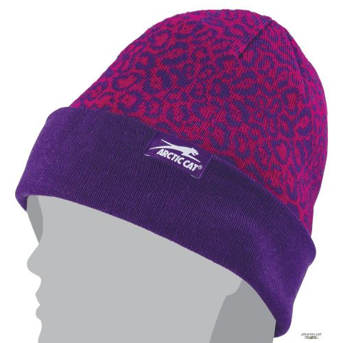 Arctic cat women’s leopard print winter beanie hat - pink purple - 5263-033