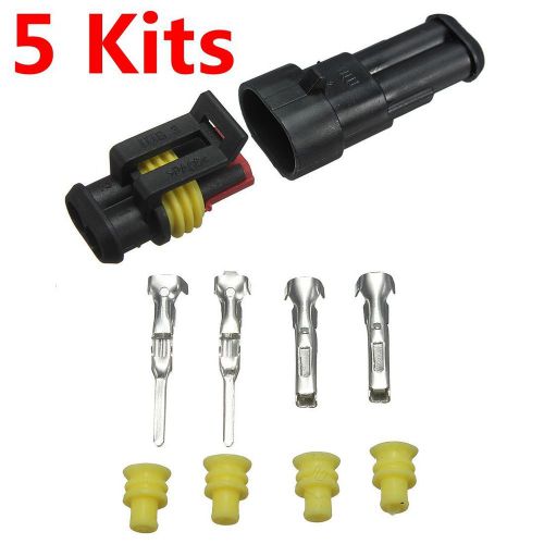 5 kits set 2 pin way auto car electrical wire connector plug waterproof terminal