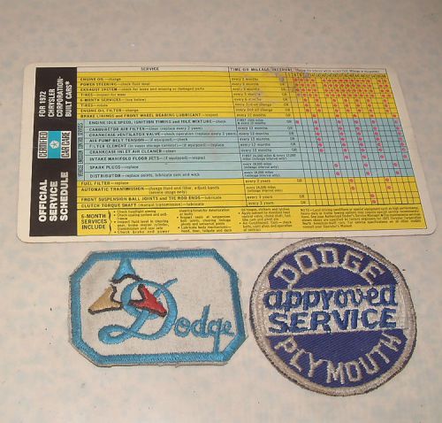 1972 oem original mopar service schedule card cuda challenger barracuda
