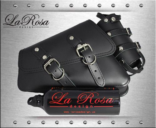 La rosa black leather harley sportster 1200 883 48 left saddlebag + fuel bottle