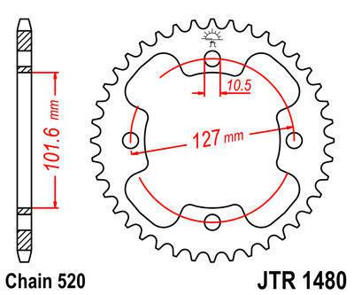 Jt sprocket rear 37t steel fits polaris 500 predator e 2x4 2003-2004