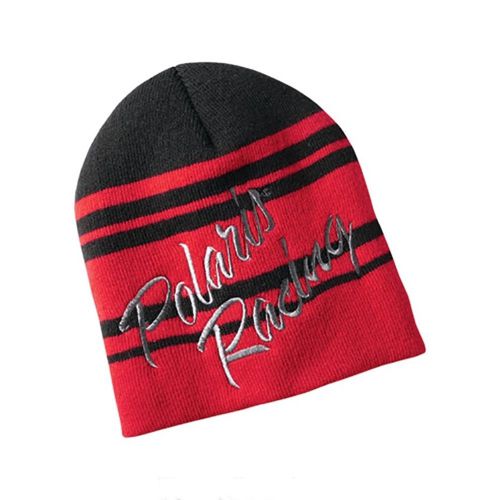 Polaris racing st. germaine black &amp; red snowmobile winter beanie hat