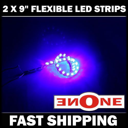 2 x 9&#034; blue 24 led flexible bendable waterproof strip light car auto grill
