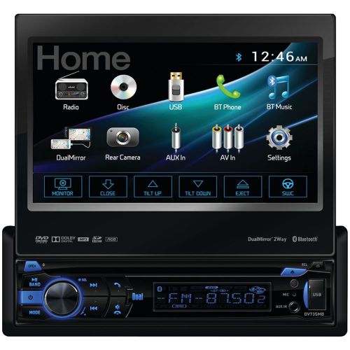 Dual dv735mb 7&#034; single-din in-dash dvd receiver with motorized touchscreen, b...