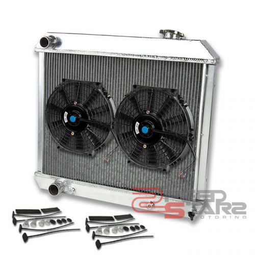 60-65 cadillac v8 ohv mt 3 row/core aluminum radiator+10&#034; black cooling fans kit