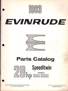 1963 evinrude outboard motor speeditwin  28hp p/n 278446 parts manual (964)