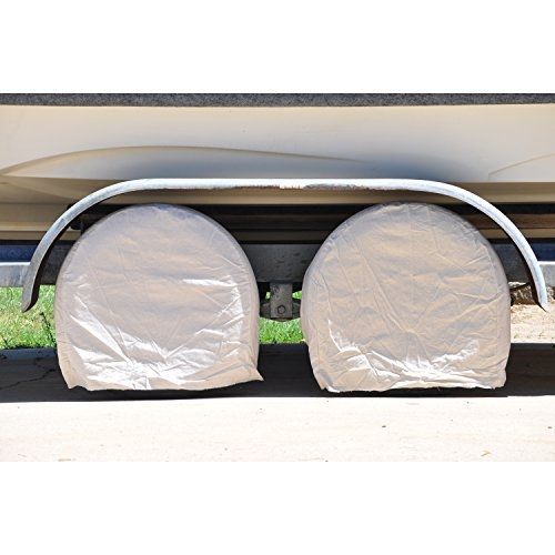 Tcp global brand set of 4 canvas wheel tire covers for rv auto truck car camper