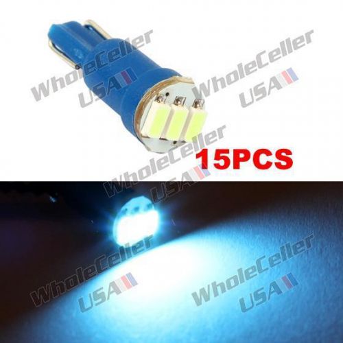 15xice blue t5 wedge 3-3014-smd instrument indicator led light bulbs for honda