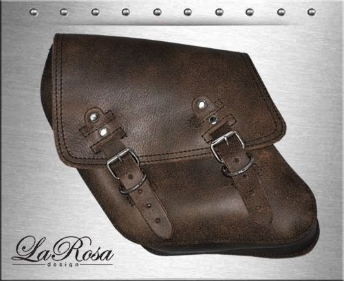 1996-2016 larosa rustic brown leather universal harley dyna frame left saddlebag