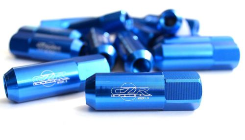 16 czrracing blue extended slim tuner lug nuts lugs wheels/rims for mitsubishi