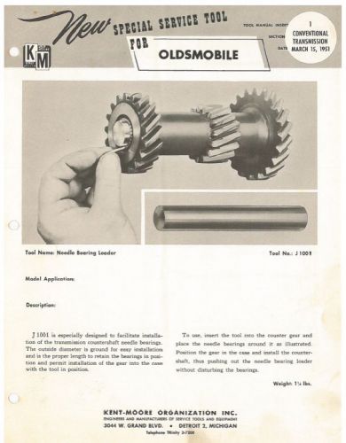 51 1951 oldsmobile specialty service tool brochures kent moore