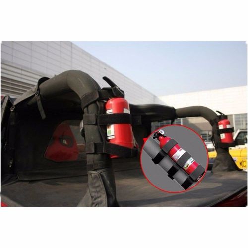 Fire extinguisher holder, atv/utv interior roll bar trim kit for jeep (black)