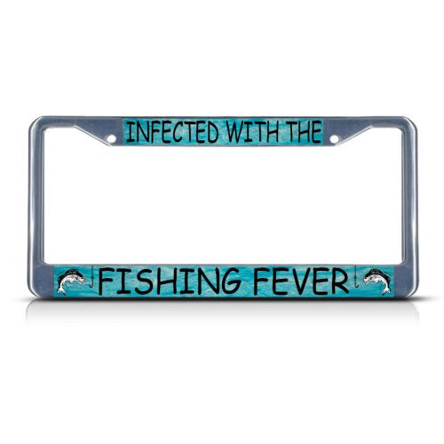 Infected with the fishing fish chrome metal license plate frame tag holder
