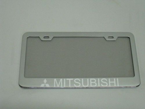 Mitsubishi mirror chromed metal license plate frame w/s.caps