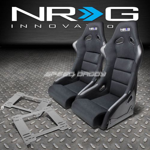 Nrg fiberglass bucket racing seats+t304 steel mount bracket for 94-01 integra dc