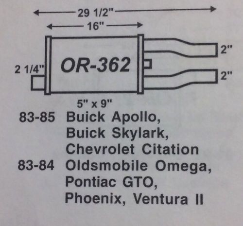 Imco or 362 muffler for 1983-85 buick apollo, skylark, and chevrolet citation