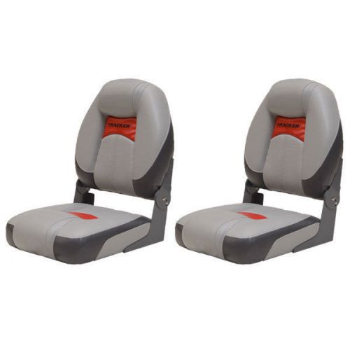 Tracker marine red and gray vinyl boat folding fishing seats  (pair)