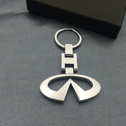 Car key chain 2 side 3d logo metal keyring key holder chrome for infiniti