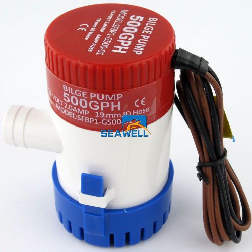 500 gph fishing boat water pump yacht submersible marine pumps 12v 3/4&#034; outlet