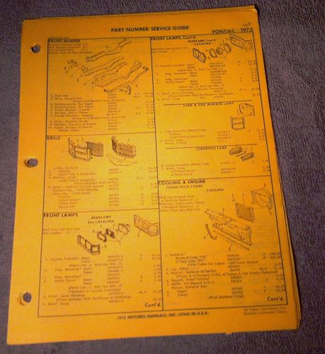 1975 75 pontiac bonneville catalina parts manual service guide illustrations