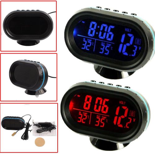 New black screen car digital blue lcd monitor thermometer voltmeter alarm clock