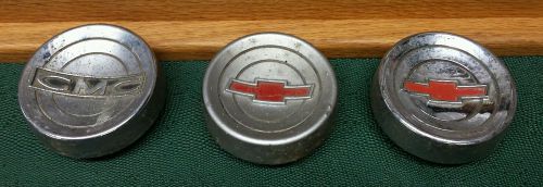 1960s vintage 2 chevrolet &amp; 1 gmc horn button caps pickup truck  hot rod