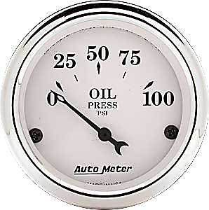 Auto meter 1628 old tyme white oil pressure gauge 2-1/16&#039;&#039; electrical