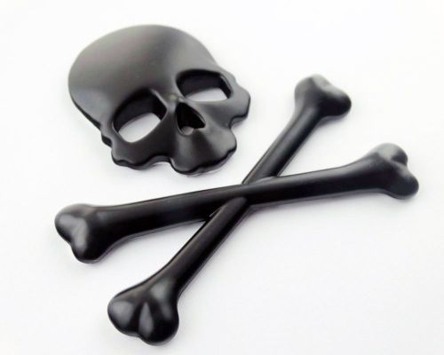 Black metal 3d skull bone devil tank fender fairing decal emblem motor skeleton