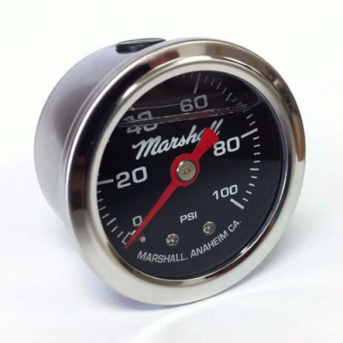 Lb00100 silcone filled fuel pressure gauge 0-100 psi.  black dial, red pointer