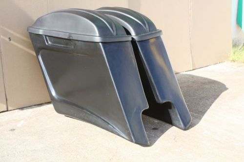 Bagger 6&#034; stretched saddlebags lids touring harley road king softail deluxe