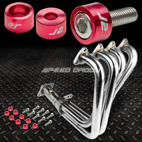 J2 for 94-01 dc2 b18c exhaust manifold 4-1 header+red washer cup bolts