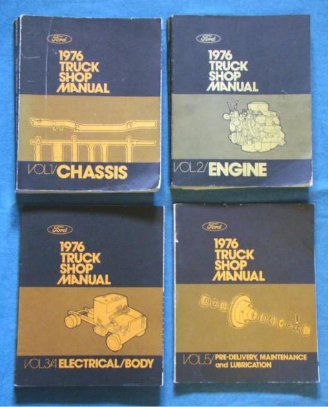 5 1976 ford truck shop manuals complete set bronco f100 f250 f300 old pickup