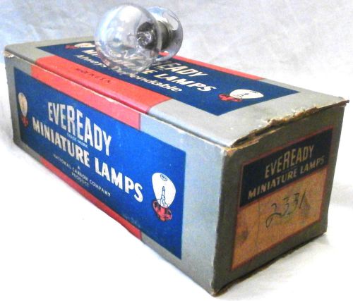 Lot of 10 auto lamp bulbs; vintage 1940s eveready; new old stock; original box
