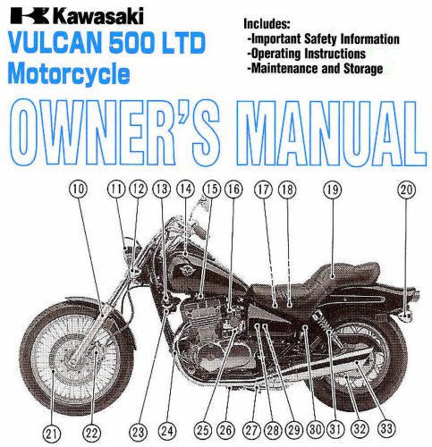 Buy KAWASAKI VULCAN 500 LTD MOTORCYCLE OWNERS MANUAL 500LTD EN500C9 in East Palestine, United States, for US $49.99