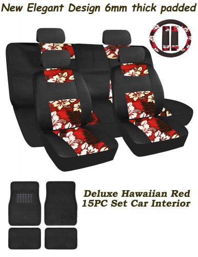 Red hawaiian mesh 15pc set car interior, fit&#039;s most cars,suv. and truck&#039;s