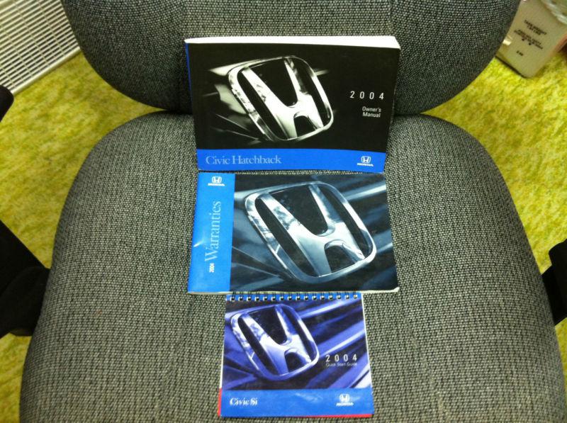 Honda civic si hatchback 2004 set of 3 booklets owner's manual/quick start guide